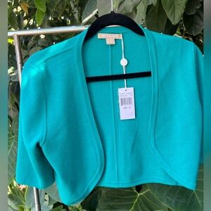 NWT Michael kors shrug bolero teal